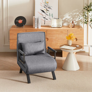 English Elm Folding Comfy Convertible Sleeper Sofa Bed — 5-in-1 Adjustable Futon Chair, Linen, Space-Saving Gray W1359P211938