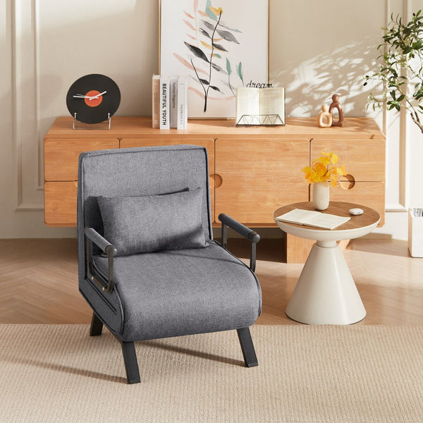 English Elm Folding Comfy Convertible Sleeper Sofa Bed — 5-in-1 Adjustable Futon Chair, Linen, Space-Saving Gray W1359P211938