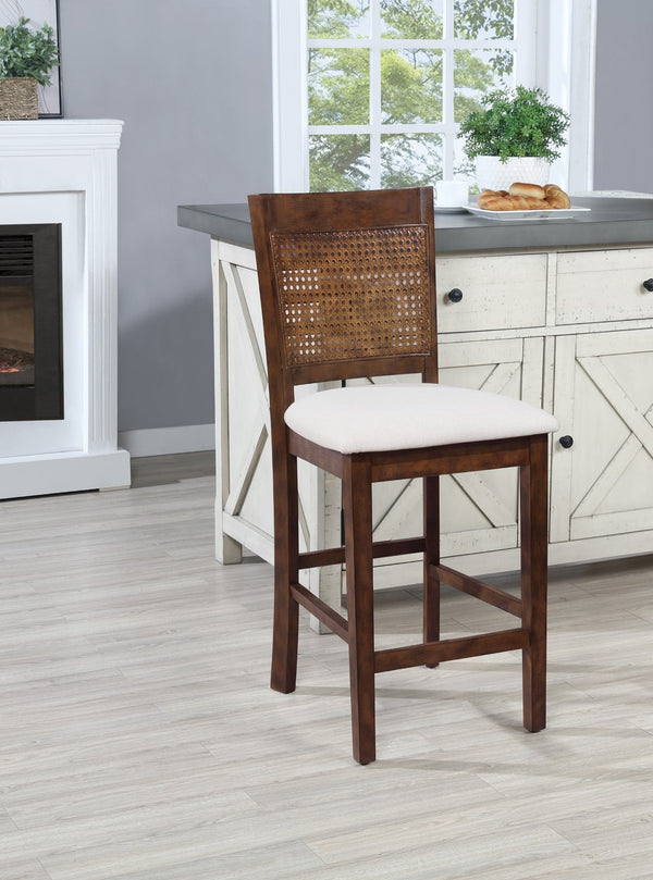 OSP Home Furnishings Walden 24" Cane Back Stool  - Set of 2 Linen / Burnt Brown