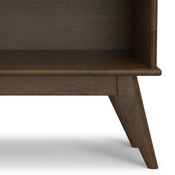 English Elm Draper Mid Century Low Bookcase with Solid Wood Craftsmanship, Tapered Legs & Four Open Shelves for Stylish Storage and Display Walnut Brown B136P238599