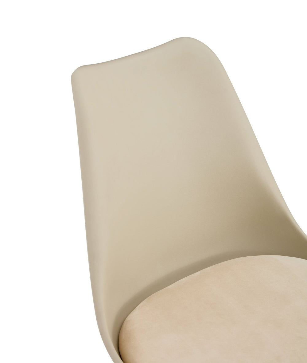 English Elm Modern Shell Lounge Dining Chairs Set Of 4 - Beige With Golden Steel Legs For Elegant Interiors W370P207511