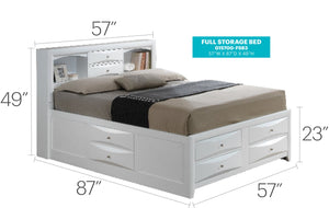 English Elm Contemporary Full Storage Bed with Built-In Drawers and Sturdy Particle Board Frame for Durability and Modern Style White 15 L x 20 W x 27 H B078S00209