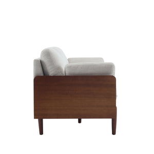 English Elm Mid-century Modern Compact Sofa with Plush Cushions and Rounded Wood Legs for Living Rooms Beige N771P205110M