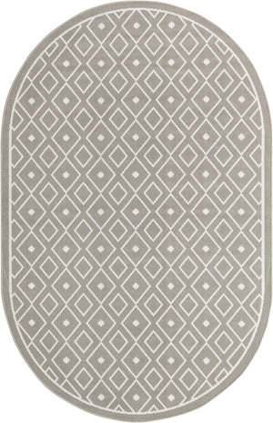 Unique Loom Outdoor Trellis Kafes Machine Made Geometric Rug Gray, Ivory 5' 3" x 8' 0"