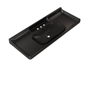 English Elm Vici 48 Inch Matte Black Ceramic Bathroom Basin with Triple Faucet Holes Retro Style W2615P406551