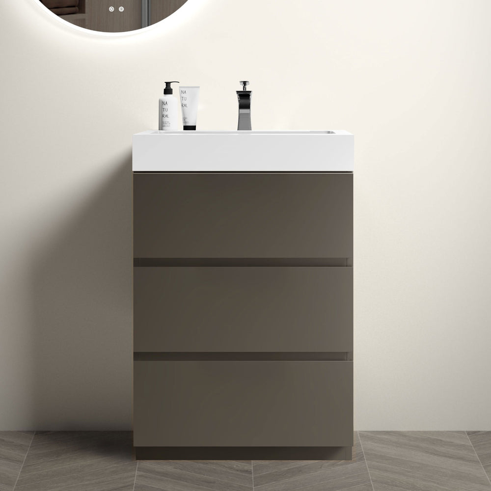 English Elm Alice 24" Gray Bathroom Vanity With One-Piece Sink, Soft-Close Drawers & Modern Storage Solution W1865S00013