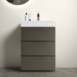 English Elm Alice 24" Gray Bathroom Vanity With One-Piece Sink, Soft-Close Drawers & Modern Storage Solution W1865S00013