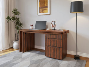 English Elm 90" Rotating L-shape Executive Desk Natural Melamine Mdf Surface Three Drawers Home Office Walnut N751S383638W