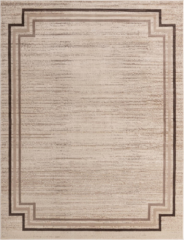 Unique Loom Oasis Fountain Machine Made Border Rug Brown, Beige/Light Brown/Ivory 8' 0" x 10' 0"