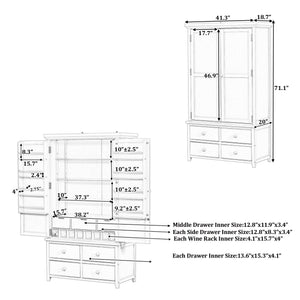 English Elm Topmax Freestanding Pine Wood Kitchen Pantry Cabinet with Wine Rack Blue SP000070AAC