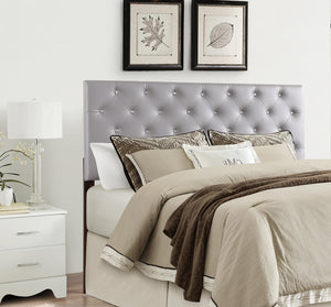 English Elm Super Nova G0129-QHB Upholstered Queen Headboard with Adjustable 41–53" Height, Button Tufted Finish LIGHT GREY 25 L x 62 W x 3 H B078112053