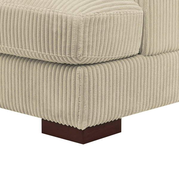 English Elm Large Corduroy Chaise Loveseat with Extended Leg Support for Relaxed Living Rooms Beige B2748S00008