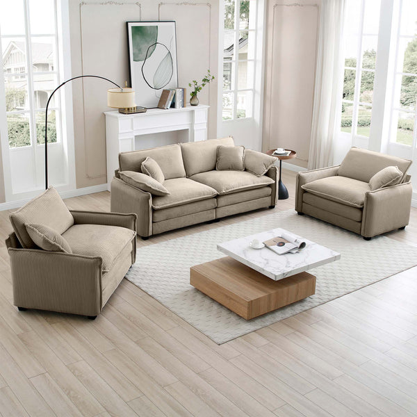 English Elm Luxurious Corduroy Sofa Set With Soft Cushions, Ideal For Living Rooms, Clubs, And Home Theaters W714S00705