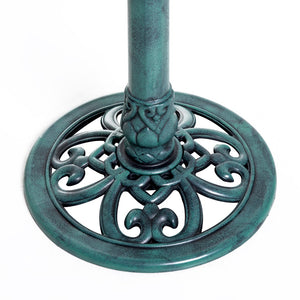 English Elm Outsunny 28'' Elegant Resin Bird Bath With Fleur De Lis Pedestal, Timeless Antique Verdigris Finish W2225P217552-GIGA