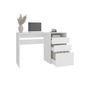 English Elm Kenai White Melamine Computer Desk with Three Drawers and Open Shelf for Home Office B097P474290