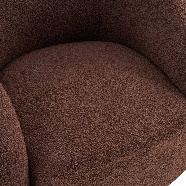 English Elm Wooden Bentwood Base Bouclé Barrel Swivel Chair for Living Room Reading Nook N776P359106D