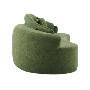 English Elm Curved Four Seat Chenille Sofa with Removable Backrest for Retro Apartment Living Green W3612S00042