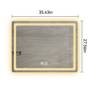 English Elm 36 LED Single Bathroom Vanity Mirror 23x31 Matte White Aluminum Wall-Mount with Anti-Fog Heater and High-Lumen Waterproof Lights W2026P203669