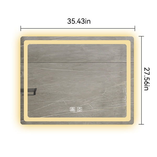 English Elm 36 LED Single Bathroom Vanity Mirror 23x31 Matte White Aluminum Wall-Mount with Anti-Fog Heater and High-Lumen Waterproof Lights W2026P203669