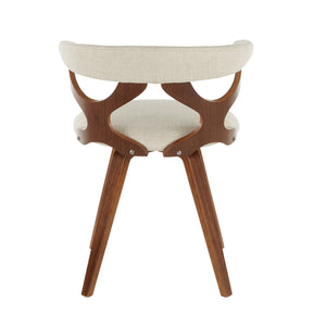 English Elm Gardenia Swivel Accent Chair Mid Century Walnut Legs Cream Upholstered Sculptural Back B202P223568
