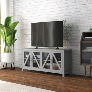 English Elm HOMCOM Compact TV Stand with Adjustable Shelves, Cable Management & Steel Frame for Small Rooms Gray W2225P229583