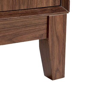 English Elm Double Door Cabinet Walnut Sideboard with Mirror-Style Accents, Removable Shelves & Solid Wood Legs W3417P388709