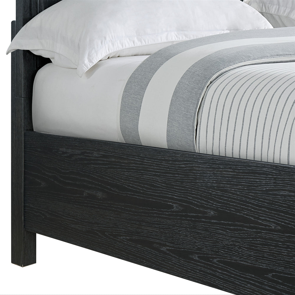 English Elm Wallace & Bay - Ebony King Storage Bed with Dual Footboard Drawers, Black Wood Frame, Durable Classic Design for Home Comfort B361S00025