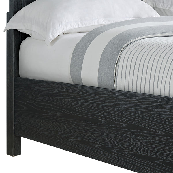 English Elm Wallace & Bay - Ebony King Storage Bed with Dual Footboard Drawers, Black Wood Frame, Durable Classic Design for Home Comfort B361S00025