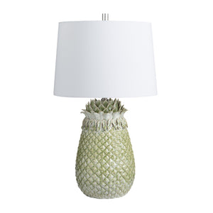 Crestview Collection Blue Ceramic Coastal Lamp With Pineapple Design, Linen Shade & 3-way Switch For Tropical Charm   Cvap3237