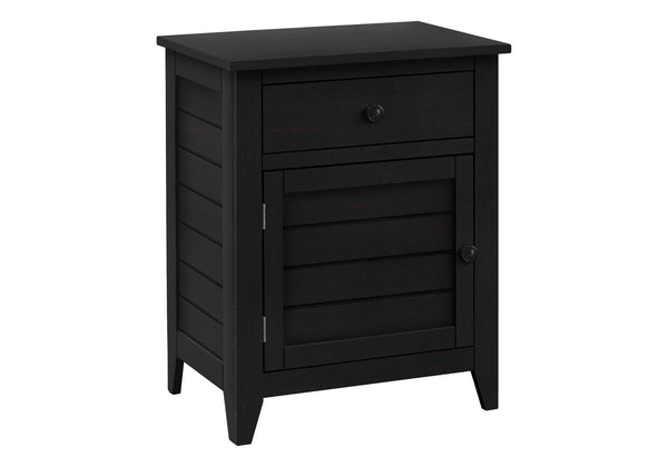 English Elm Accent Table With Storage Drawer – Versatile Nightstand And Side Table In Black Veneer Finish B2710P219463