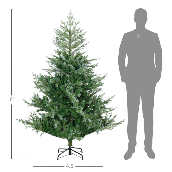 English Elm Homcom 6Ft Lifelike Artificial Christmas Tree With 795 Branches, Easy Setup, Steel Base & Safe Design W2225P229600