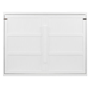 English Elm Queen Murphy Wall Bed with Led Lighting Modern Cabinet Folds Flat for Studio Living White LP100973AAK