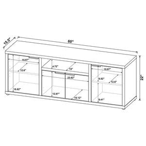 English Elm Noriega Rustic Mango Wood Three Piece Media Wall Unit with Open Shelving Storage B062S01718