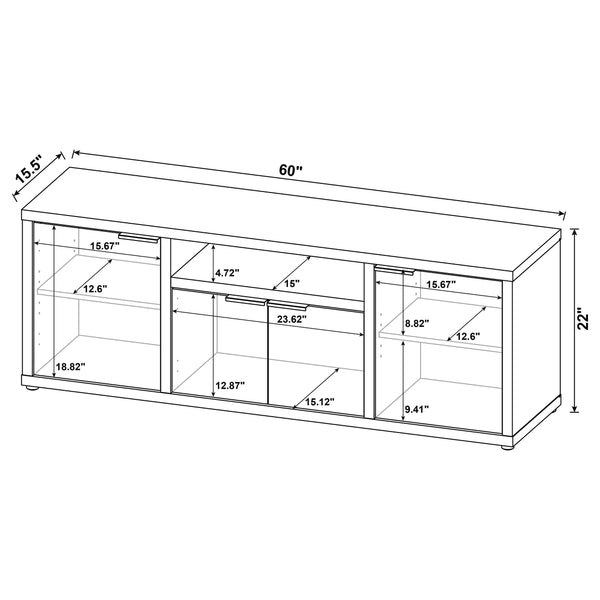 English Elm Noriega Rustic Mango Wood Three Piece Media Wall Unit with Open Shelving Storage B062S01718