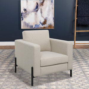 English Elm Schwan Herringbone Accent Chair with Pocket Coil Seat and Sleek Black Metal Legs B062P451804