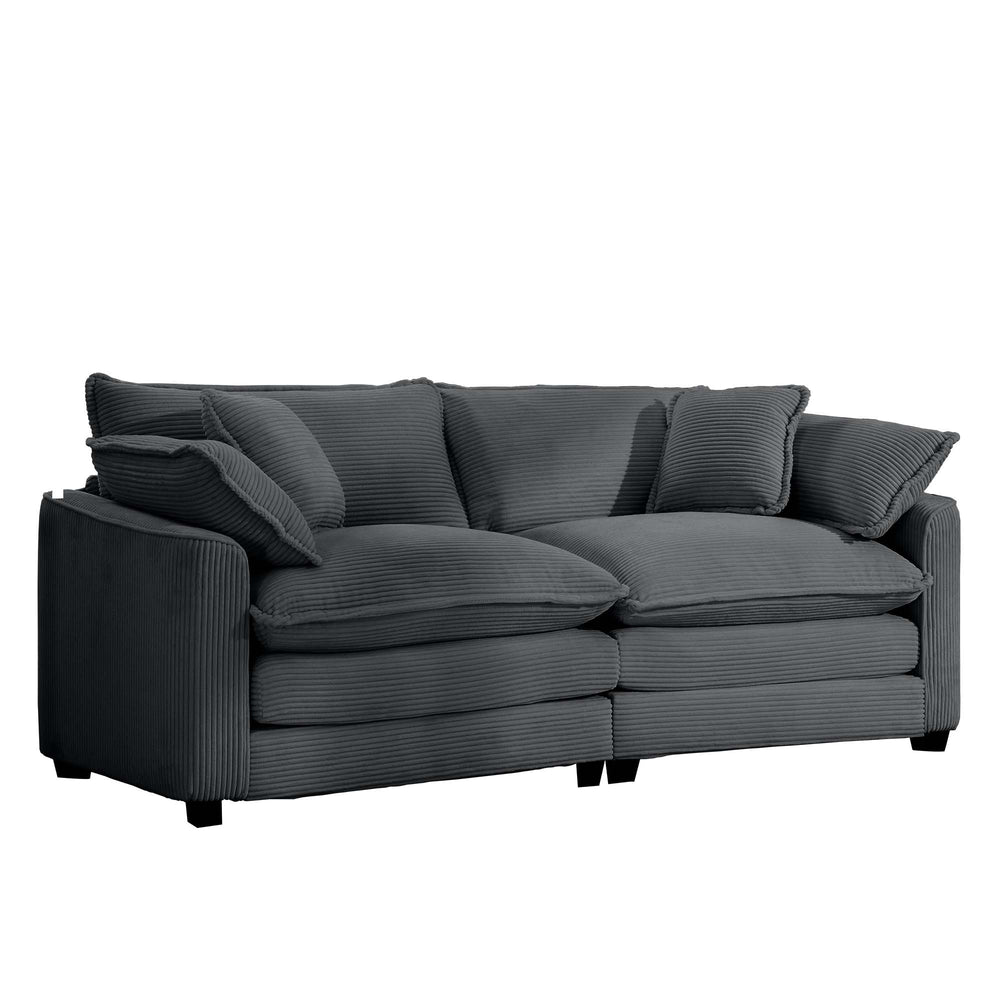 English Elm Modern Corduroy Loveseat With 4 Pillows – Deep Seating, Stylish Comfort For Living Room & More! W714S00828