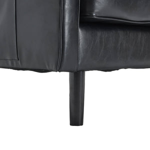English Elm Loveseat Mid Century Modern Two-Seater Sofa with USB Type-C Charging, Removable Zipper Covers, Durable Wood Legs Black PU W395P238820