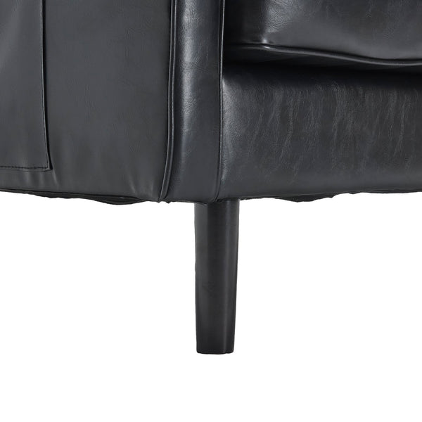 English Elm Loveseat Mid Century Modern Two-Seater Sofa with USB Type-C Charging, Removable Zipper Covers, Durable Wood Legs Black PU W395P238820