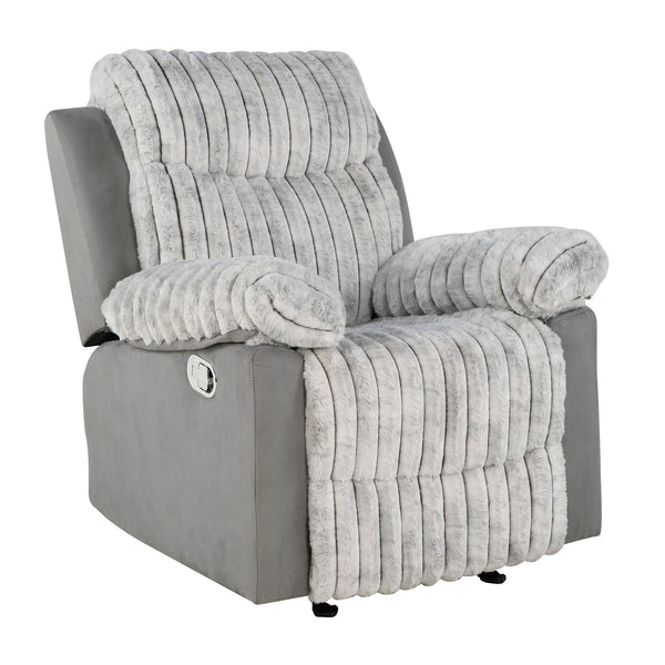 English Elm Bruni Plush Grey Glider Recliner Chair with Manual Recline, Soft Polyester Upholstery, Cozy Fill B201P299732