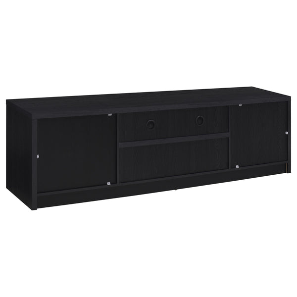 English Elm Sloat Matte Black Three Piece Entertainment Center with Media Towers for Large Tvs B062S01707