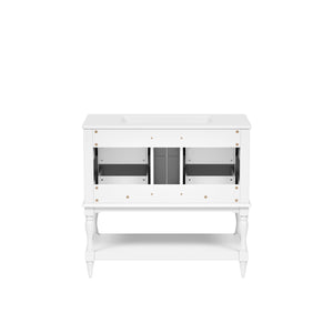 English Elm 36" Bathroom Vanity with Sink Combo, 36" Ceramic Undermount Basin, Solid Wood Frame, 4 Drawers, Waterproof Painted Finish White N710P250654K