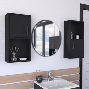 English Elm Wall Mounted Bathroom Medicine Cabinet Eak 24" H Black – Compact 4-Shelf Engineered Wood Storage, Sleek Design B097P199746