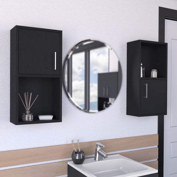 English Elm Wall Mounted Bathroom Medicine Cabinet Eak 24" H Black – Compact 4-Shelf Engineered Wood Storage, Sleek Design B097P199746