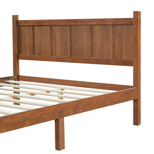 English Elm Queen Platform Bed Shaker Farmhouse Style with Vertical Slat Headboard and Wood Grain Finish Walnut N733P422480D