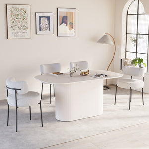 English Elm 63" Modern-Medieval Cream Mdf Dining Table Set With 4 Cushioned Chairs - Stylish & Versatile Design W2189S00707