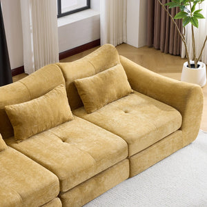 English Elm Modular Cloud Sectional Sofa Bed with Flannelette Upholstery for Flexible Living Yellow W1829S00077
