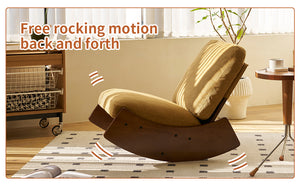 English Elm Comfortable Corduroy Glider Rocker with Solid Wood Frame for Nursery or Living Room W2105P145994