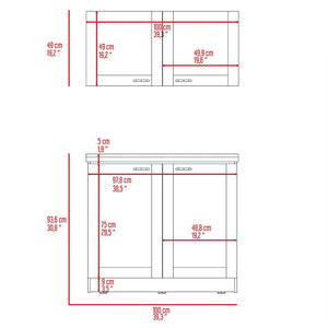 English Elm Cabinet, Two-Part Engineered Wood Storage Set with Spacious Countertops, FSC & CPSIA Compliant Light Gray 42.13 L x 23.23 W x 7.09 H B097S00179