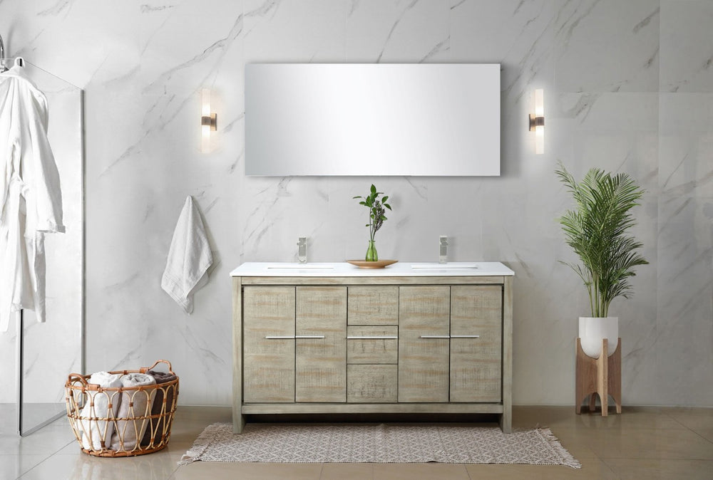 English Elm Rustic Acacia Double Bath Vanity With Cultured Marble Top & Brushed Nickel Faucet For Modern Elegance B2731P259460-GIGA