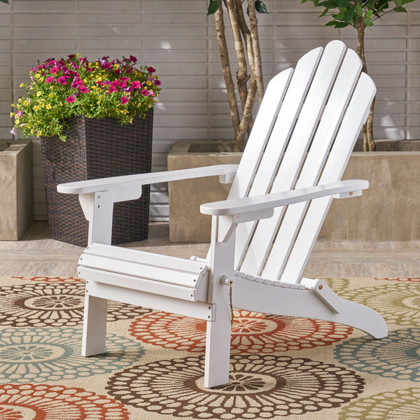English Elm Christopher Knight Home® - HOLLYWOOD Acacia Wood Foldable Adirondack Chair for Patio & Poolside — Weather-Resistant, Classic Comfort White 39.25 L x 24.5 W x 7.75 H 62399.00WHI